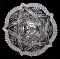 Ólomkristály váza, csiszolt, metszett, apró csorbával, m: 17 cm
