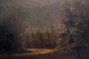 Mednyánszky jelzéssel: Patak part. Olaj, falemez, foltos, keretben, 50×78 cm