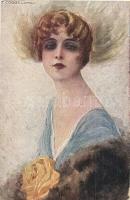 1918 Italian art postcard. Lady. Uff. Rev. Stampa N. 111. s: T. Corbella + K.u.K. Etappenstationskommando Sacile