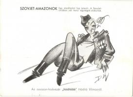 Szovjet-Amazonok. Höpp Henrik "Kellett neki rohamsisak?" c. vidám, rajzos "világhírad...