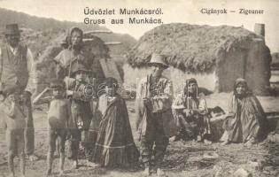 Munkács, Mukacheve, Mukacevo; Cigányok tábora. Kiadja Nagy Albert / Zigeuner / gypsy camp, folklore