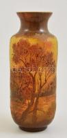 Daum jelzéssel: Erdő jelenetes váza, savmaratott, több rétegű, csorba nélkül, m: 26 cm