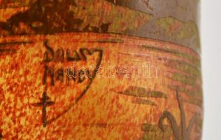 Daum jelzéssel: Erdő jelenetes váza, savmaratott, több rétegű, csorba nélkül, m: 26 cm