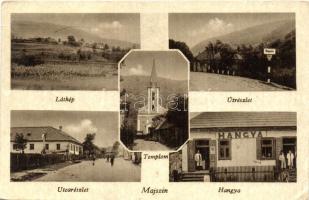 Majszin, Moisei; látkép, utcakép, Hangya szövetkezet üzlete, templom / general view, street view, cooperative shop, church (EK)