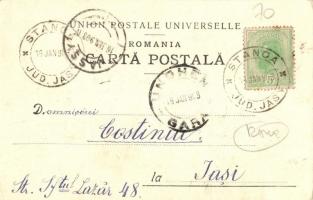 1903 Salutari din Romania, O familié de Tigani / Román folklór, cigány család. J. Saraga & Co. /...