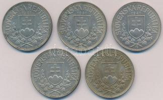 Szlovákia 1941. 20K Ag "Cirill és Metód" (5x) T:2 patina
Slovakia 1941. 20 Korun Ag "...