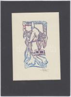 11 db ex libris lapokon, klf technikákkal, részben jelzettek