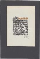 11 db ex libris lapokon, klf technikákkal, részben jelzettek