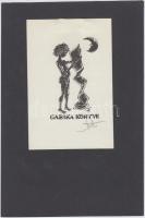 11 db ex libris lapokon, klf technikákkal, részben jelzettek