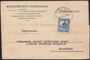 1932 Sinatelepi Gazdaság fejléces levelezőlap