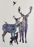 Szarvasos falmatrica, újszerű állapotban, 60×90 cm