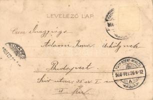 1900 Jégvirágok VIII. Korcsolyázó társaság, szecessziós művészlap / Eisblumen / Ice Flowers series, ...