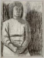 Basch jelzéssel: Női portré. Szén, papír, felcsavarva, 66×50 cm