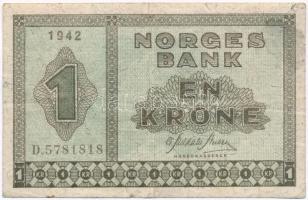 Norvégia 1942. 1K T:III Norvegia 1942. 1 Krone C:F Krause 15a