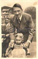 Kleiner Besuch auf Obersalzberg / Adolf Hitler with child. NSDAP German Nazi Party propaganda + 1942 Das Braune Band von Deutschland München-Riem So. Stpl. (fl)