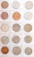92db-os vegyes külföldi fémpénz tétel albumban, érdekesebb darabokkal, közte 2db ezüst T:vegyes
92p...
