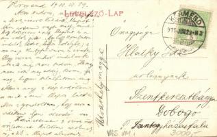 1911 Körmend, Fő utca, Korona szálloda és kávéház, ökörszekér, Takarékpénztár (Heiszig kereskedőcsal...