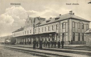 1914 Körmend, Vasútállomás, vonat, vasutasok / Bahnhof / railway station