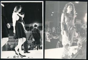 cca 1960-1970 Régi idők divatja, 4 db divatbemutató fotó, 18×13 cm