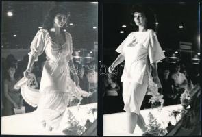 cca 1960-1970 Régi idők divatja, 4 db divatbemutató fotó, 18×13 cm