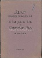 1916 Az Élet Irodalmi és nyomda rt évi jelentése.