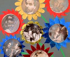 cca 1942 Bp. VII., A Mesterfilm reklámja / tablója, kinyitható, kör alakú filmfotókkal, a fotók alat...