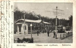 1904 Budapest II. Hűvösvölgy, villamos vasút végállomás (szakadás / tear)