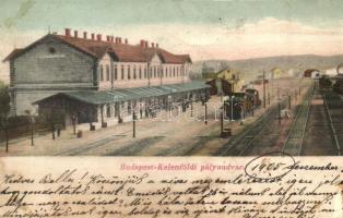 1905 Budapest XI. Kelenföldi pályaudvar, vasútállomás tehervonattal. Weisz Salamon kiadása (EK)