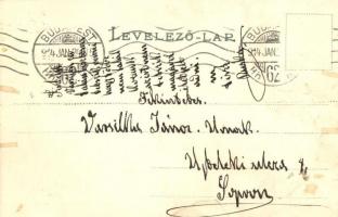 1914 Budapest II. Szent Lukács fürdő, iszapfürdő, belső. Art Nouveau litho (vágott / cut)