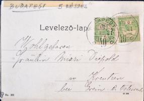 1909 Budapest. Dunai panoráma az épülő felállványozott Erzsébet híddal. Öt-részes panorámalap / pano...