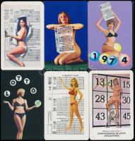 1967-1995 29 db Lottó reklámos kártyanaptár, köztük hölgyek és erotikus is