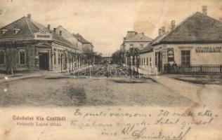 1903 Kiscell, Celldömölk; Kossuth Lajos utca, Szabó József szállodája, Szabó Lajos vendéglője (EK)