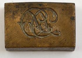 Monogramos, számozással ellátott bronz pecétnyomó 5x3,5x2 cm