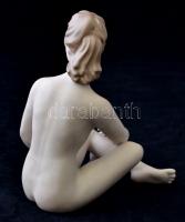 Wallendorf ülő akt, kézzel festett, jelzett, hibátlan, m:18 cm / Wallendorf girl, perfect condition