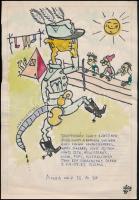 Berecz jelzéssel: 5 db humoros rajz 1958-1960, vegyes technika, papír, 21,5×30 cm