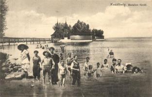 1911 Keszthely, Balaton-fürdő. Montázslap fürdőzőkkel. Gál testvérek kiadása (Rb)