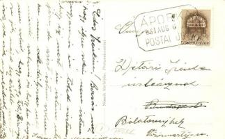 Áporka, Iskola, Községháza, fiúk kerékpárral, Református templom. Németh fényképész + 1941 Áporka po...