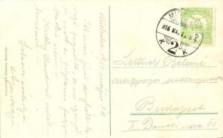 1916 Miskolc, Széchenyi utca, Korona szálloda, villamos