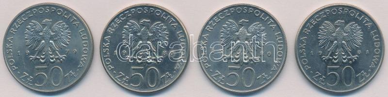 Lengyelország 1979-1981. 50Zl (4xklf) forgalmi emlékkiadások T:1- Poland 1979-1981. 50 Zlotych (4xdiff) commemorative coins C:AU