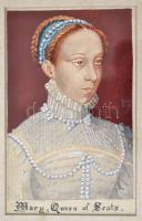 XIX. sz.: Jelzés nélkül: Mária, Skót királynő. Akvarell, papír. 14x9 cm. Üvegezett keretben. / Mary, Queen of Scots. Watercolor in glazed frame