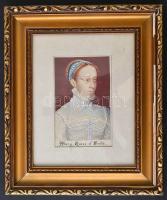 XIX. sz.:  Jelzés nélkül: Mária, Skót királynő. Akvarell, papír. 14x9 cm. Üvegezett keretben. / Mary...