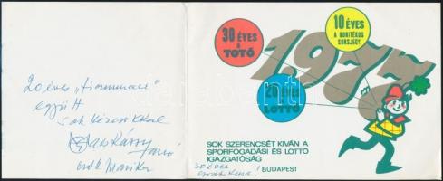 1977 Macskássy János (1910-1993) grafikus, plakáttervező saját kézzel írt és aláírt üdvözlő sorai eg...