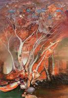 Erdélyi Tibor Emlékeim. Olaj, farost. Jelzett. 19x14 cm. Fa keretben.25x35 cm