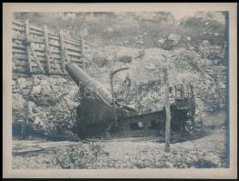 cca 1914 Mozsárágyú fedezékben, fotó, 9×12 cm