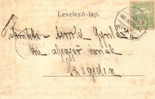 1902 Sopron, Oedenburg; Kossuth út feldíszített magyar címeres villamossal. Kummert L