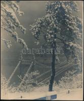 cca 1930 Erzsébet híd télen, 20,5x17,5 cm