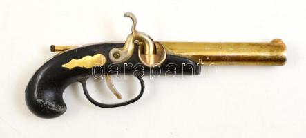 Régi, kovás pisztoly formájú öngyújtó. 25 cm / Vintage pistol shaped lighter. 25 cm