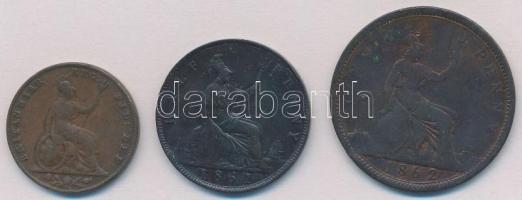Nagy-Britannia 1856. 1f Cu + 1861. 1/2p Br + 1862. 1p Br "Viktória" T:2-,3
Great Britain ...