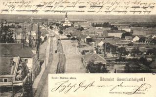 1904 Szombathely, Szent Márton utca, fatelep, felállványozott ház építés közben (EK)