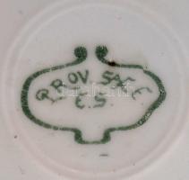 Porcelán süteményes készlet: 6 db kistányér + 1 db kínáló tál, matricás, jelzettek, apró kopásnyomok...